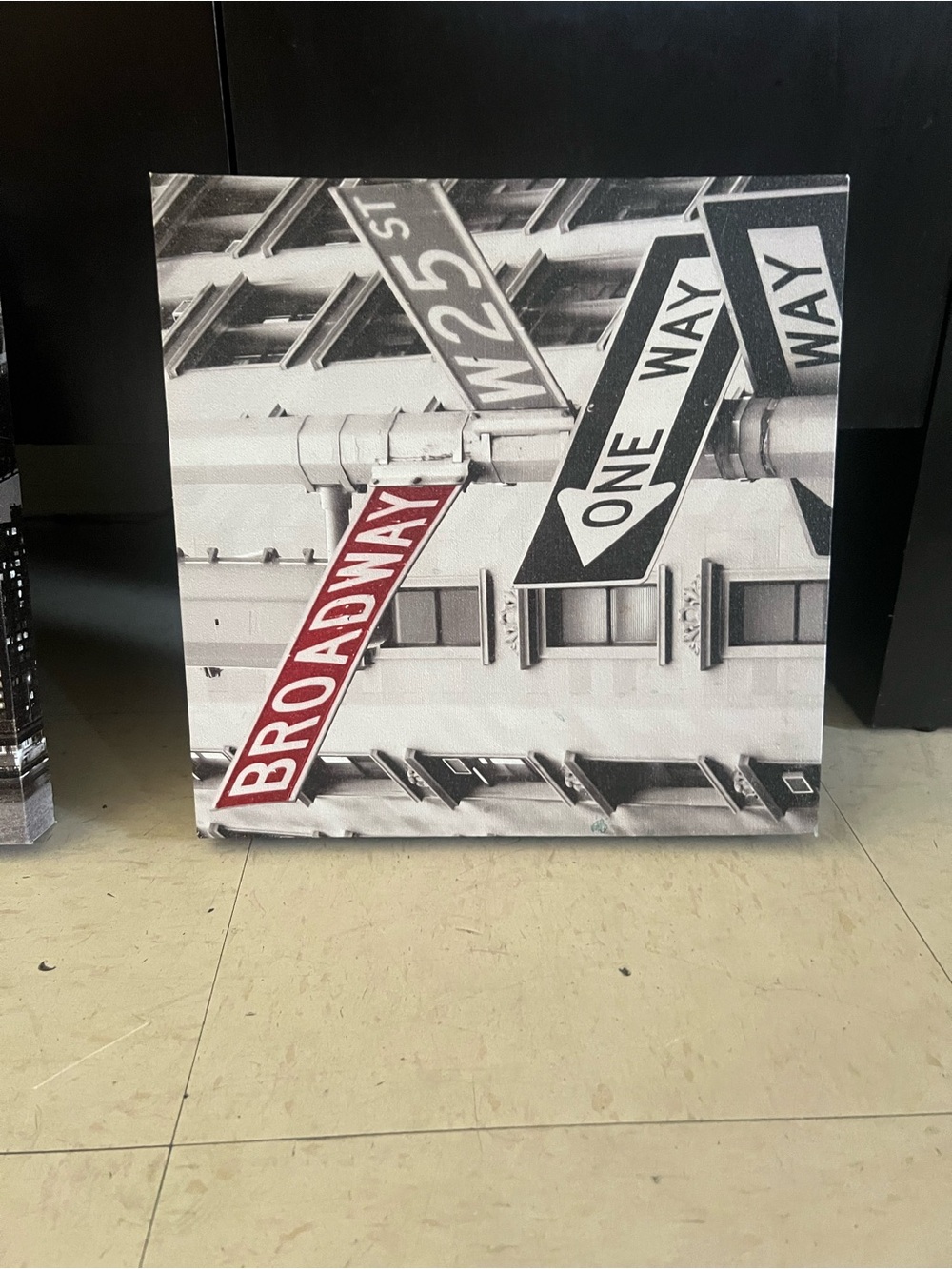 Nyc painting set 5 unit Broadway Street Sign Canvas Wall Art - Red, Black, White
